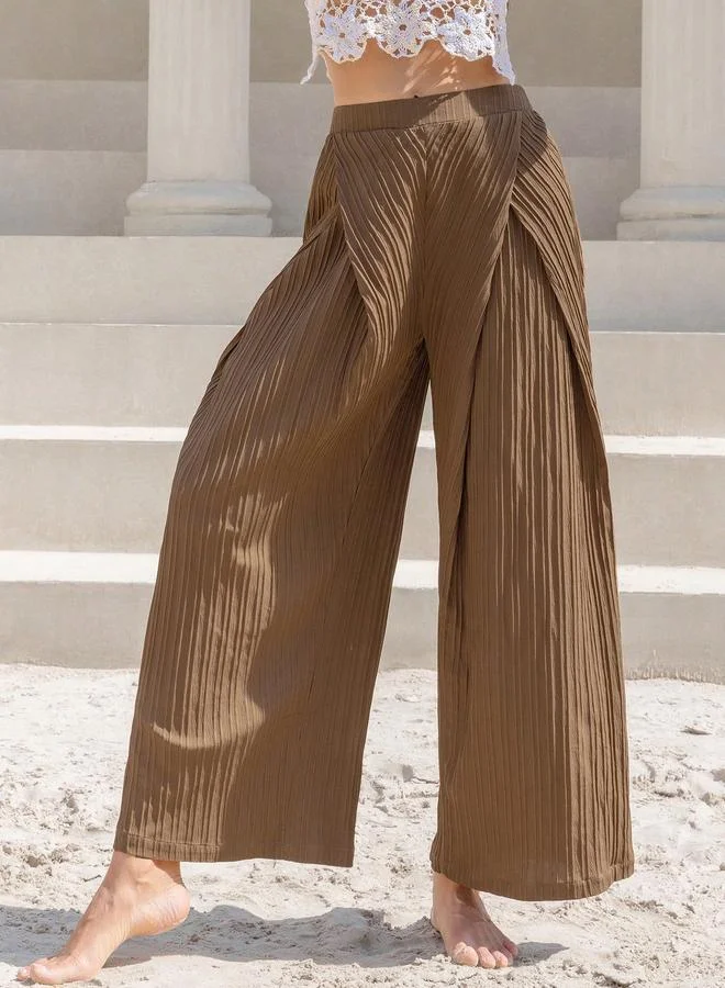 Take Two Take Two Pintuck Design Layered Straight Leg Culotte Pants