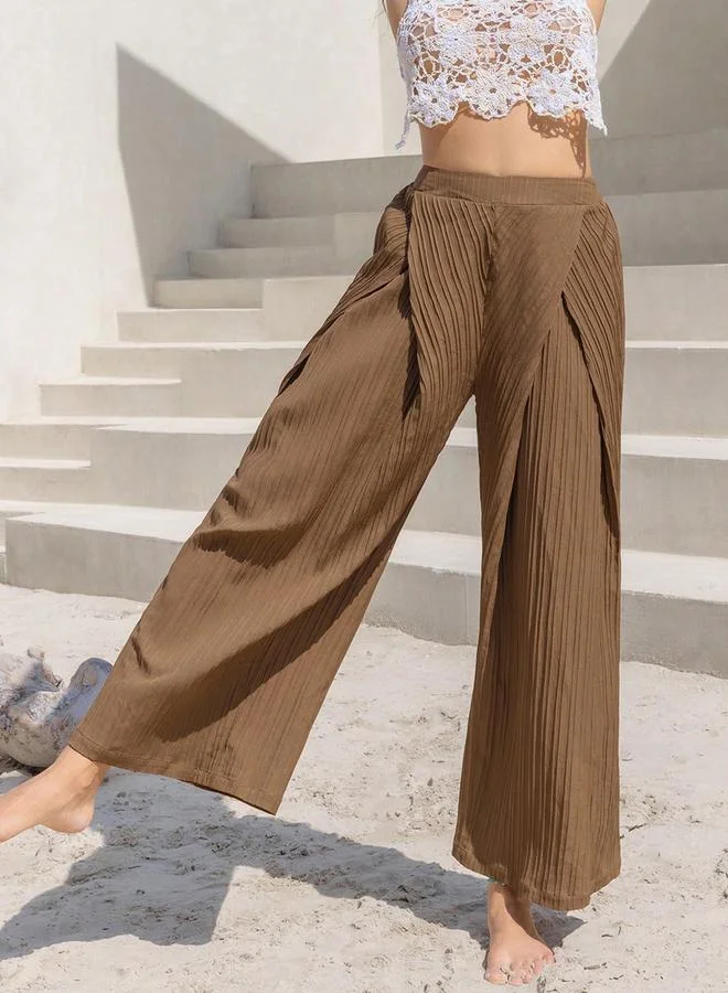Take Two Take Two Pintuck Design Layered Straight Leg Culotte Pants