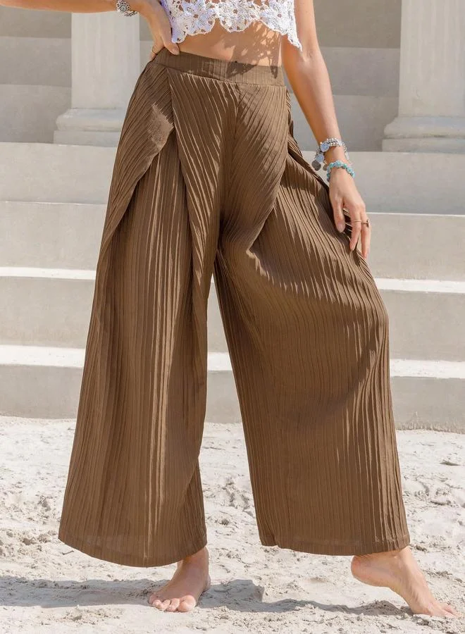 Take Two Take Two Pintuck Design Layered Straight Leg Culotte Pants