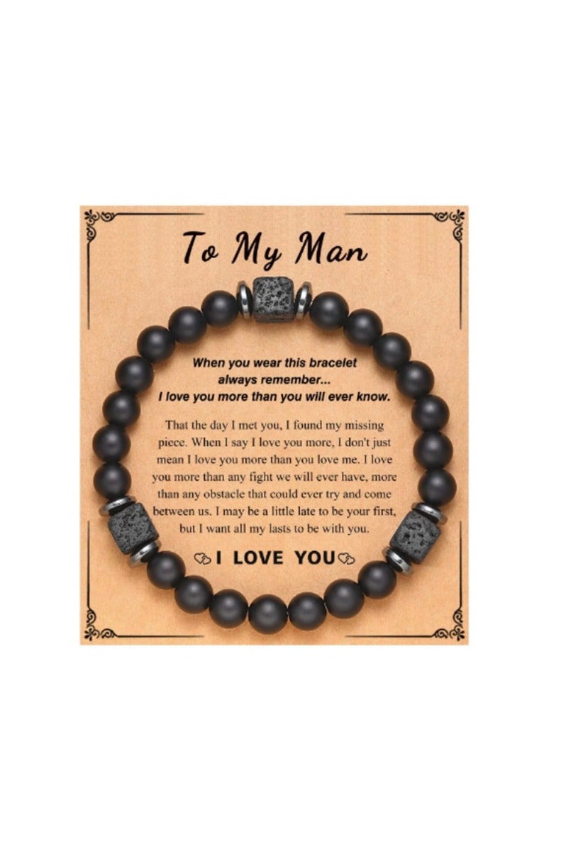 To My Husband, Boyfriend, Son, Grandson, Dad, Grandpa, Papa, Daddy, Brother, Man, Stepdad, Uncle, Fiance, Soulmate, Nephew, Godfather Gifts, Elastic Rope Bracelet for Men Teen Boys 