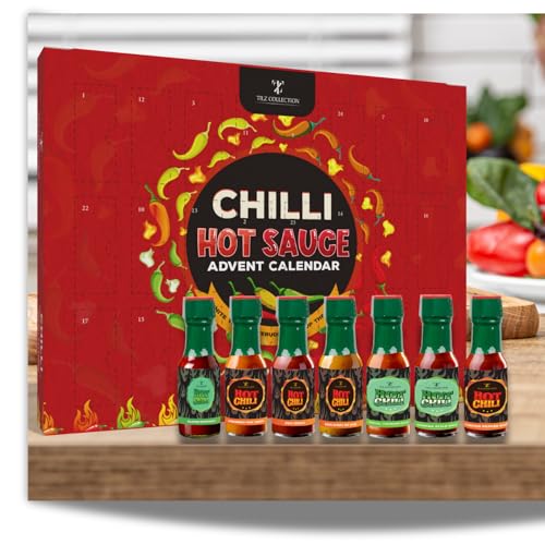 TILZ COLLECTION Hot Sauce Advent Calendar 2025-24 Days Chilli Sauce Advent Calendar 2025 Men, Non-chocolate Women Chilli Challenge Hot Sauce (Red) - Image 2