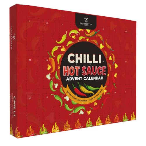 TILZ COLLECTION Hot Sauce Advent Calendar 2025-24 Days Chilli Sauce Advent Calendar 2025 Men, Non-chocolate Women Chilli Challenge Hot Sauce (Red) - Image 1