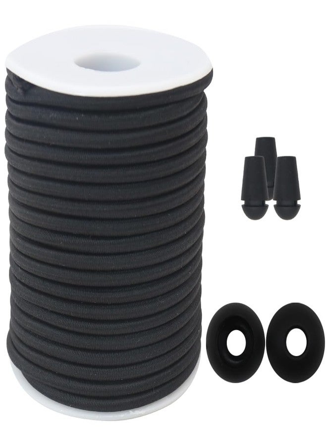 ZHFMLY 4mm Thick Black Elastic Cord for Sewing 5/32 inch 50ft Stretchy Nylon Rope String Bungee Shock Kayak Tie Down Straps Tent Elastic Cord Replacement for Crafts-Pants-Clothing-Outdoor Supplies ZH131 - Image 1