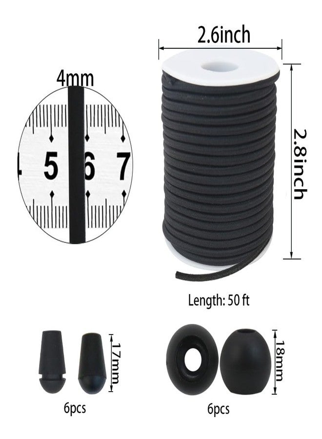ZHFMLY 4mm Thick Black Elastic Cord for Sewing 5/32 inch 50ft Stretchy Nylon Rope String Bungee Shock Kayak Tie Down Straps Tent Elastic Cord Replacement for Crafts-Pants-Clothing-Outdoor Supplies ZH131 - Image 2