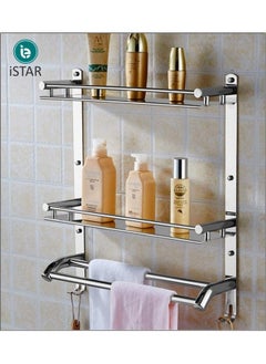 iSTAR iSTAR Stainless Steel Multi Use Bathroom Rack Shelf Chrome Finish Kitchen Shelf Bathroom Shelf Bathroom Accessories (Number of Shelves - 3, Steel)  - Image 3