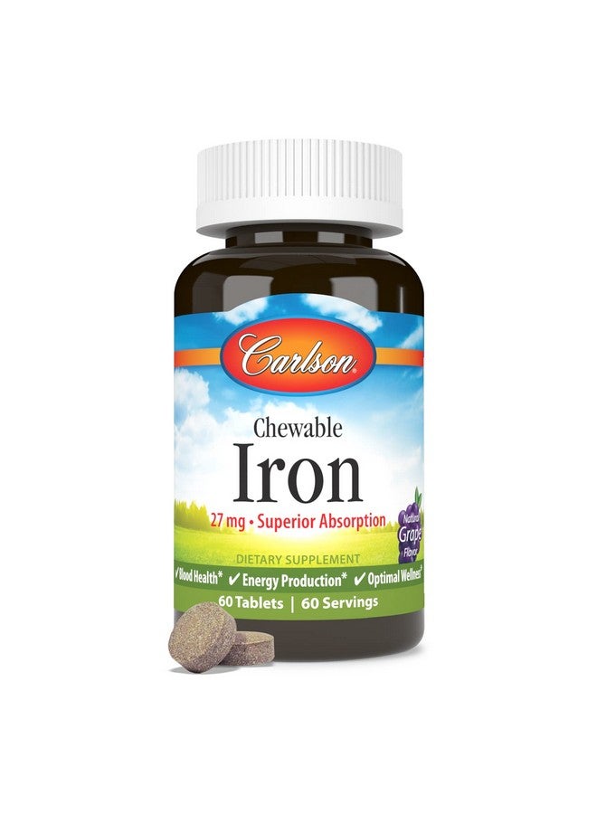 Carlson - Chewable Iron, 27 mg - Superior Absorption, Blood Health, Energy Production & Optimal Wellness, Grape, 60 tablets - Image 5