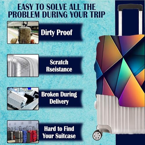 Handcuffs Luggage Cover Trolley Travel Covers, Washable Dust Proof Anti-Scratch Suitcase Protector (Multicolour-Geomatric-1, L (27"-30")) - Image 4