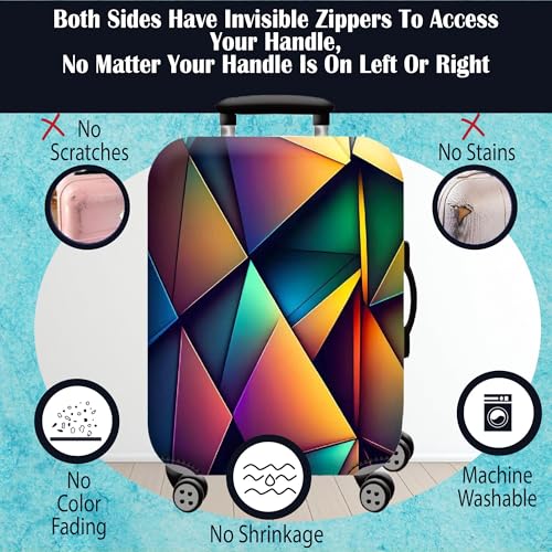 Handcuffs Luggage Cover Trolley Travel Covers, Washable Dust Proof Anti-Scratch Suitcase Protector (Multicolour-Geomatric-1, L (27"-30")) - Image 5