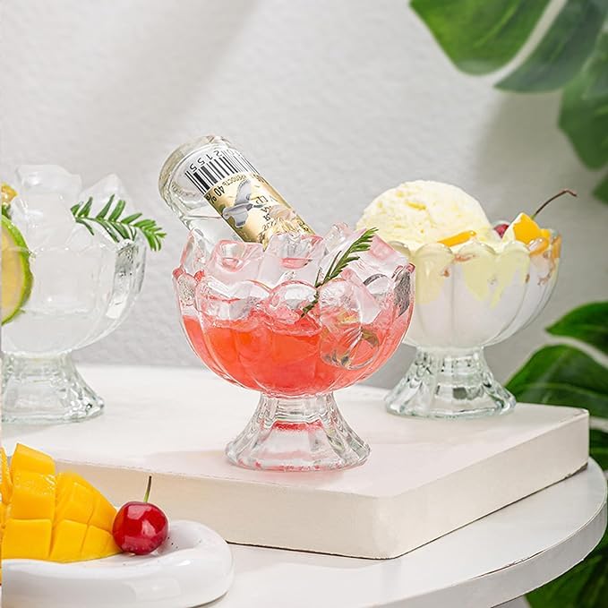 Luximal Luximal Ice Cream Glasses Cups Dishes for Desserts MilkshakeFruit Serving Bowls Perfect for Home Restaurants and Parties Dishwasher Dessert Cups Clear Glass Ice Cream Bowl Set of 6  - Image 4