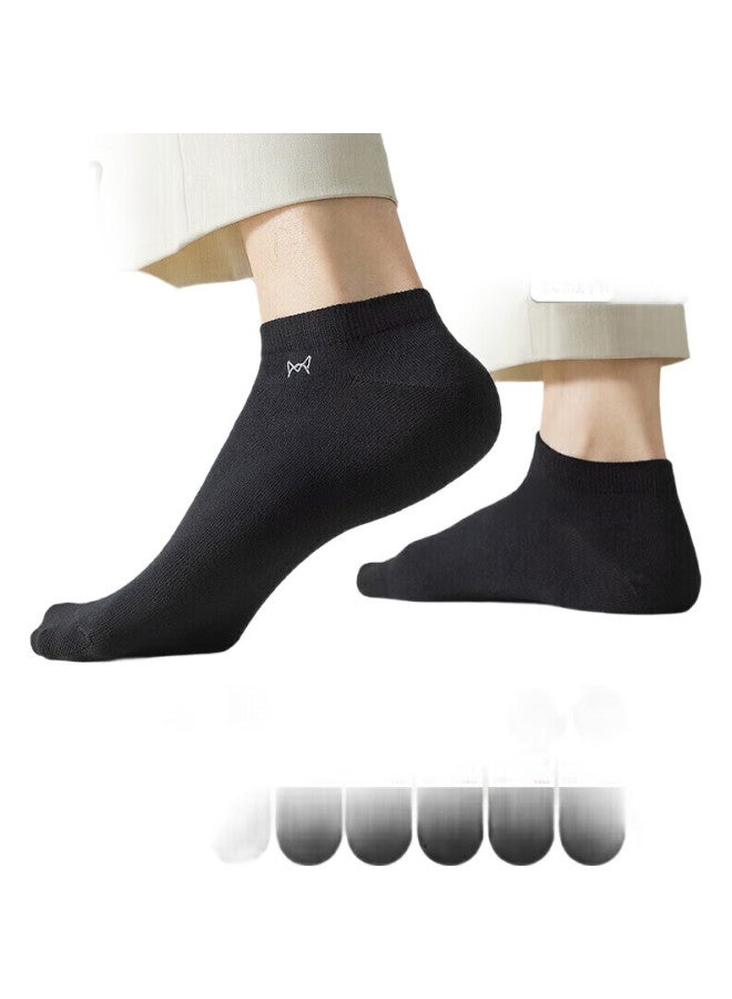 MIIOW Men'S Socks, 100% Pure Cotton, Summer Antibacterial And Odor-Resistant, Short Socks, Sweat-Absorbing, Business Boat Socks, Black, 10 Pairs - Image 2