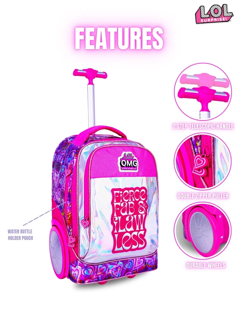 ام جي اي MGA LOL  20 Inch Kids Premium 3-in-1 Trolley School Bag Set - Ergonomic Backpack, Insulated Lunch Bag & Pencil Case,Lightweight, Durable, Students 6+ - Perfect for Travel & School,For Girls