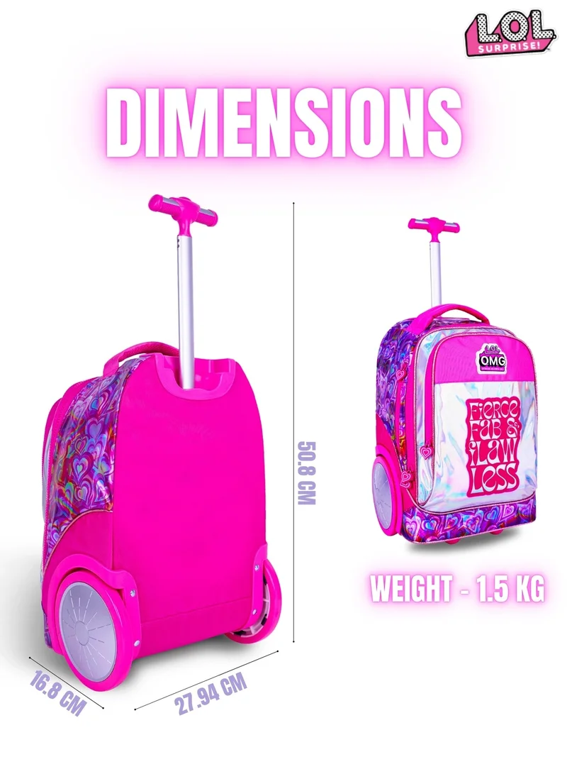 ام جي اي MGA LOL  20 Inch Kids Premium 3-in-1 Trolley School Bag Set - Ergonomic Backpack, Insulated Lunch Bag & Pencil Case,Lightweight, Durable, Students 6+ - Perfect for Travel & School,For Girls