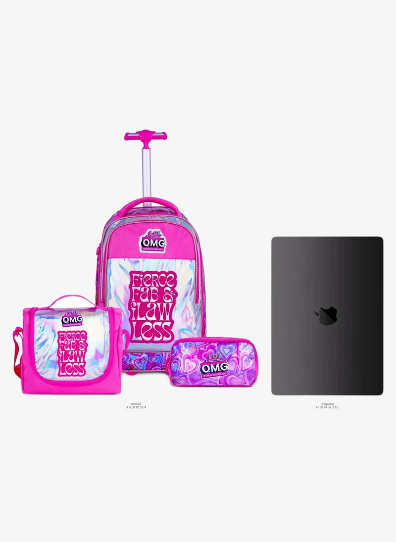 Mga MGA LOL  20 Inch Kids Premium 3-in-1 Trolley School Bag Set - Ergonomic Backpack, Insulated Lunch Bag & Pencil Case,Lightweight, Durable, Students 6+ - Perfect for Travel & School,For Girls