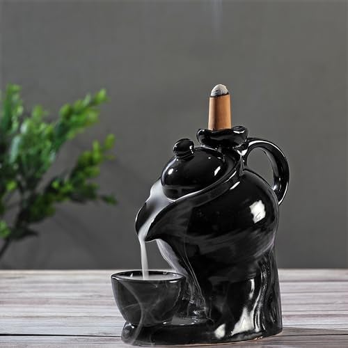 PROSPERRO LUMO Tea Kettle & Cup Backflow Smoke Fountain Incense Holder Ceramic Burner Showpiece with 10 Smoke Backflow Scented Incenses|| Home Decor - Image 1