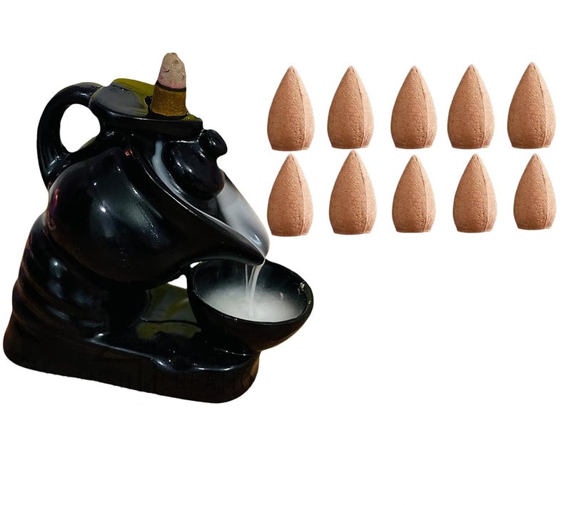 PROSPERRO LUMO Tea Kettle & Cup Backflow Smoke Fountain Incense Holder Ceramic Burner Showpiece with 10 Smoke Backflow Scented Incenses|| Home Decor - Image 3