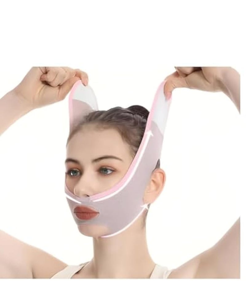 SIMESTICH Facial Slimming Belt – Double Chin Reducer & V-Shape Face Mask for Men & Women, Slim Cheeks & Jawline Lifter, Anti-Wrinkle Elastic Face Strap (1 Pcs) - Image 4