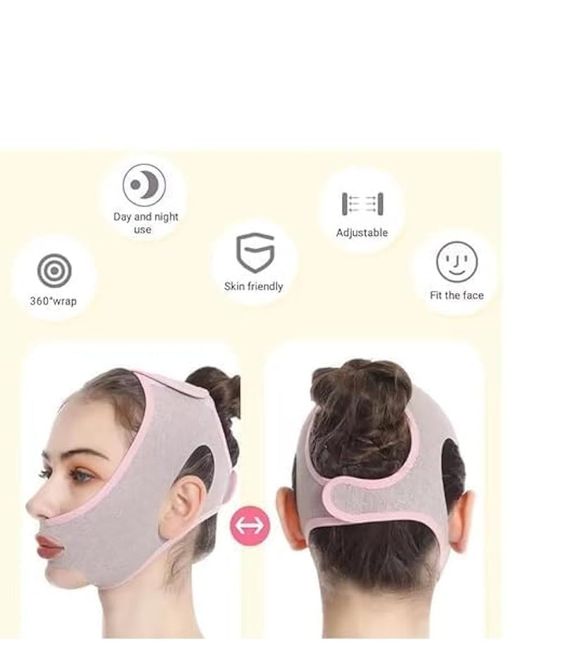 SIMESTICH Facial Slimming Belt – Double Chin Reducer & V-Shape Face Mask for Men & Women, Slim Cheeks & Jawline Lifter, Anti-Wrinkle Elastic Face Strap (1 Pcs) - Image 5