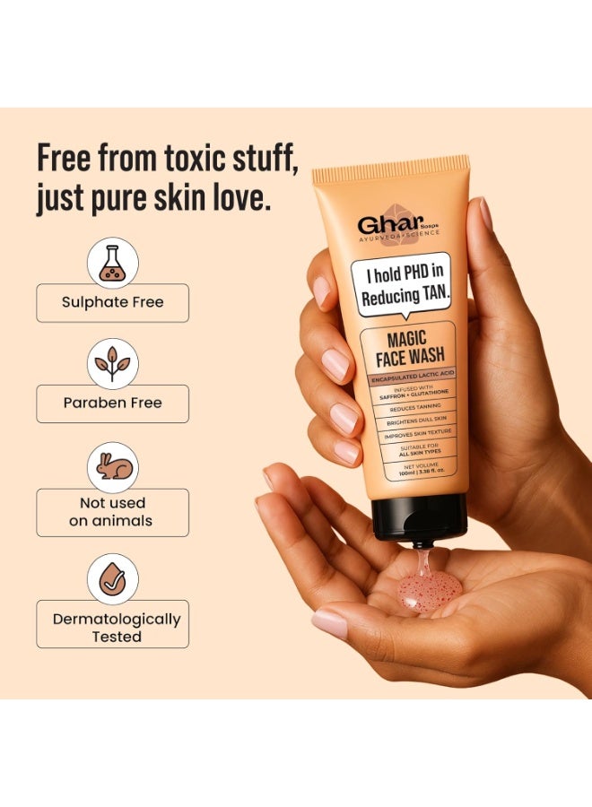 Ghar Soaps Magic De-Tan Face wash I With Sandalwood,Saffron & Glutathione | Tan Removal, Brightening and Glowing Skin I Removes Dirt & Impurities for Fresh, Soft, Glowing Skin | 100ml - Image 5