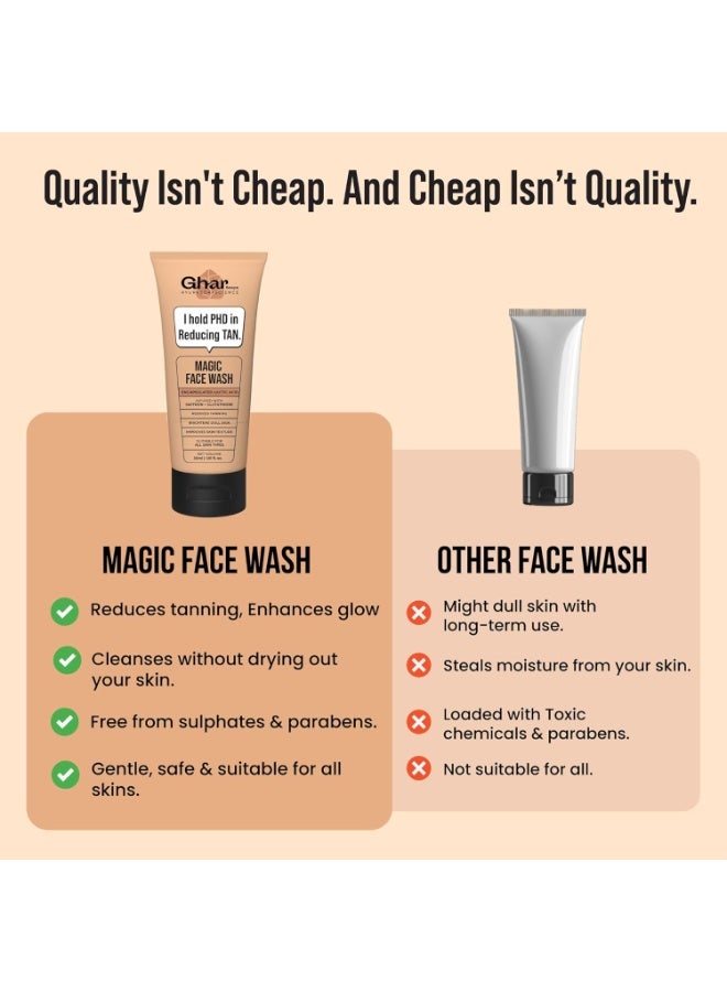 Ghar Soaps Magic De-Tan Face wash I With Sandalwood,Saffron & Glutathione | Tan Removal, Brightening and Glowing Skin I Removes Dirt & Impurities for Fresh, Soft, Glowing Skin | 100ml - Image 3