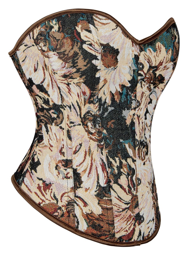 Eohak Women Vintage Corset Top Renaissance Lace up Bustier Floral Print Corset Top - Image 2