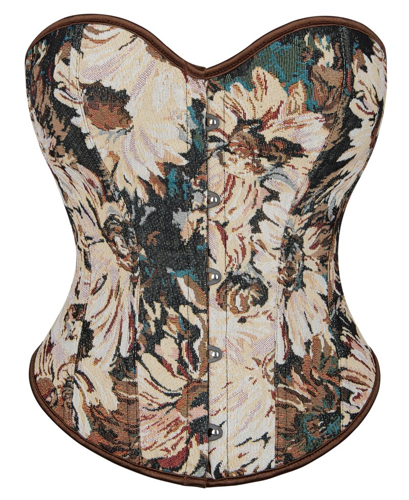 Eohak Women Vintage Corset Top Renaissance Lace up Bustier Floral Print Corset Top - Image 1