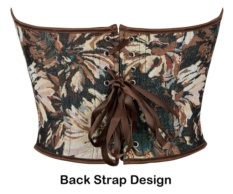 Eohak Women Vintage Corset Top Renaissance Lace up Bustier Floral Print Corset Top - Image 3