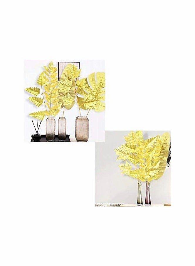 KASTWAVE Artificial Leaves Gold 8 Kinds Palm Leaves Golden Tropical Plants - Image 5