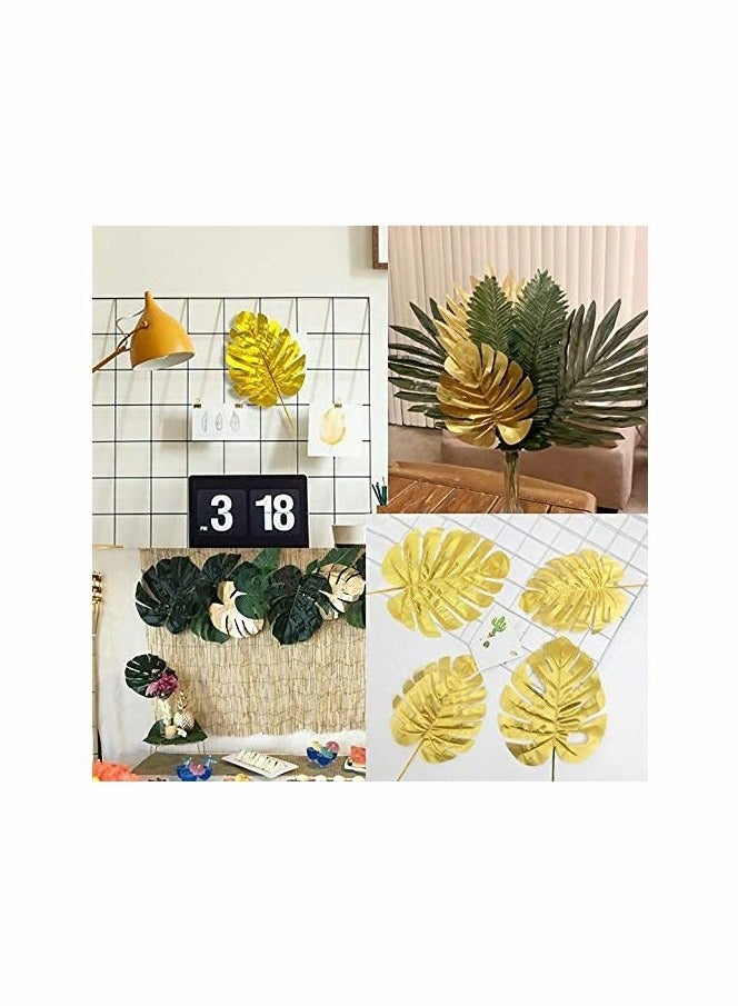 KASTWAVE Artificial Leaves Gold 8 Kinds Palm Leaves Golden Tropical Plants - Image 2