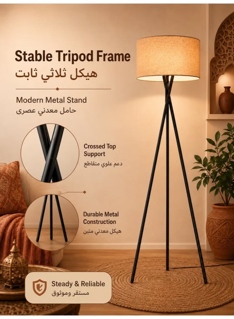 FUOE Tall Lampshade and LED Floor Lamp for Living Room with Remote Control APP Control, Reading Light for Bedroom or Office Black - Image 2