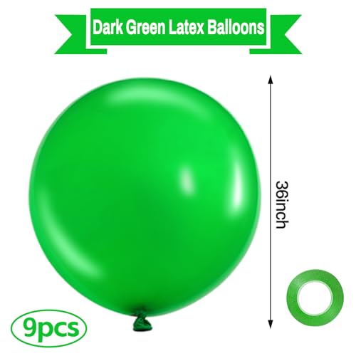 LEEZZIZZ Green Giant Balloons 36 Inch Large Latex Balloons 9 Pcs Jumbo Balloons Bluk for Kids Party Wedding Birthday Supply Decorations - Image 5
