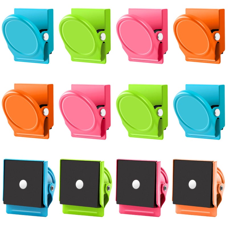 Grtard Magnetic Clips 12 Pack Refrigerator Magnets Whiteboard Magnets Clips, Magnetic Metal Clips, Fridge Magnets Scratch Free Perfect for Note List Photo Displays Home School Office Uses(Colorful) - Image 1