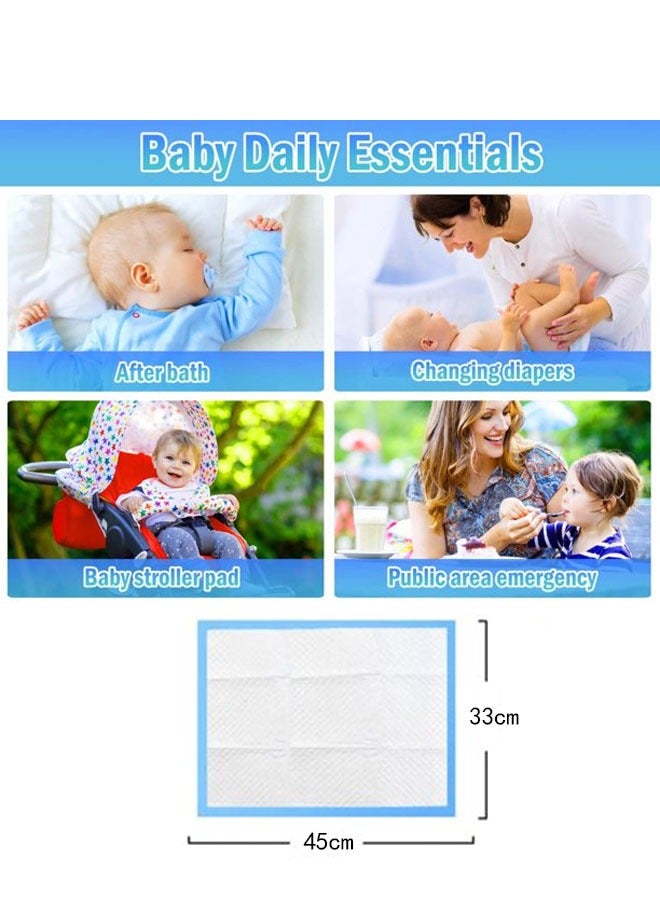 Disposable Baby Urine Pads 100 Count 33 x 45 CM Underpads Blue Pads Disposable Incontinence Bed Pads for Baby Pet Puppy Pee Pads Super Absorbent - Image 2