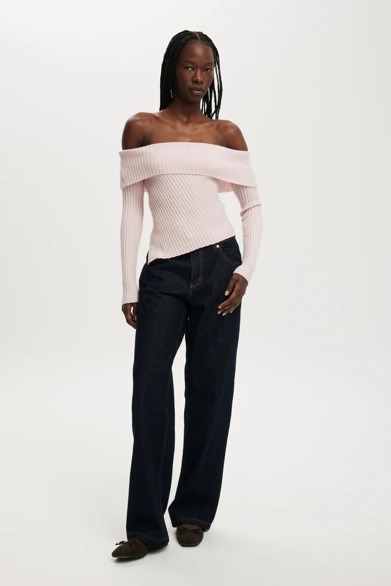 Cotton On ASYM RIB OFF SHOULDER KNIT