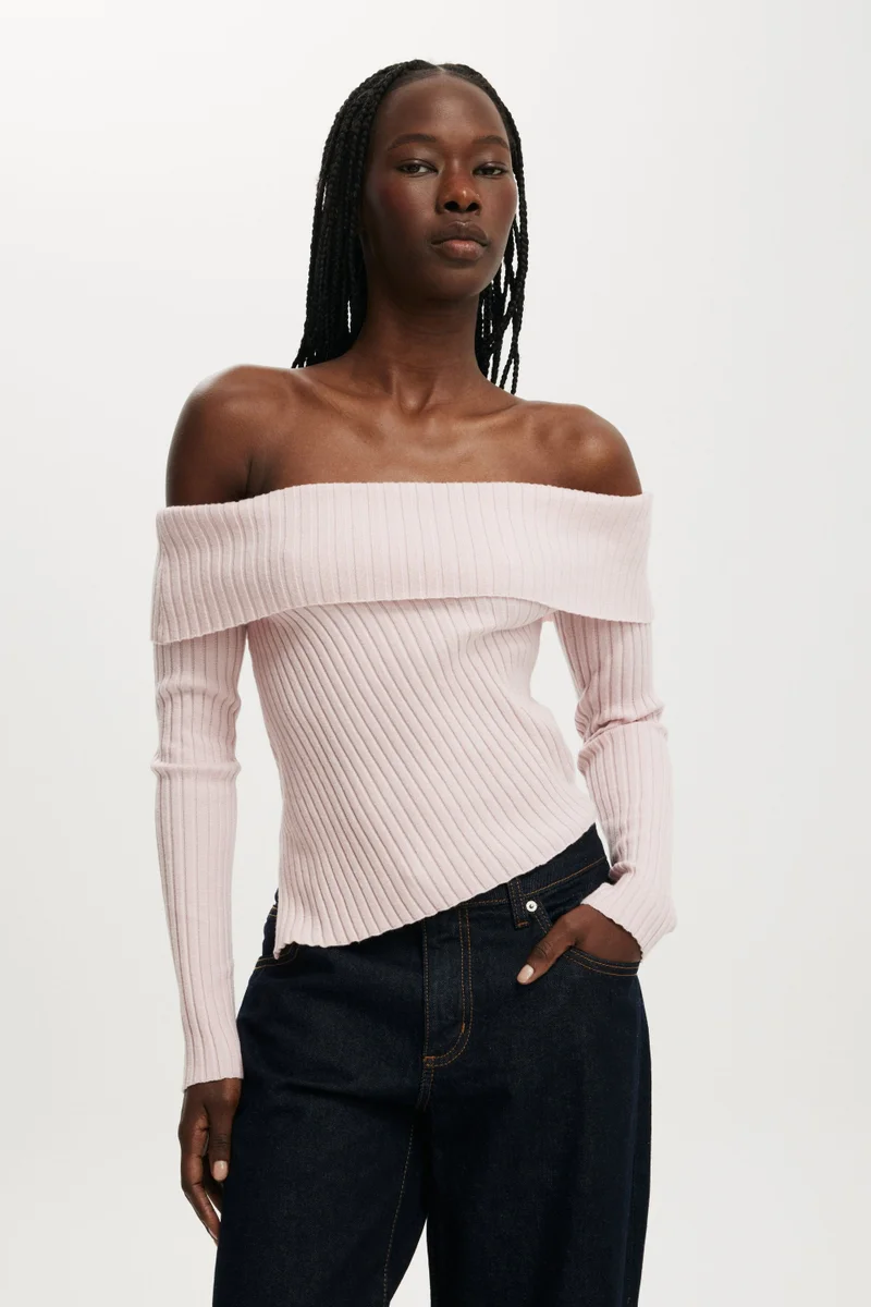 Cotton On ASYM RIB OFF SHOULDER KNIT