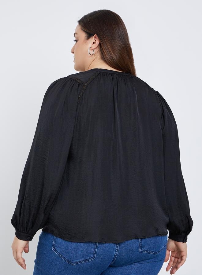 Styli Plus Size Black Long Sleeve Blouse - Image 5
