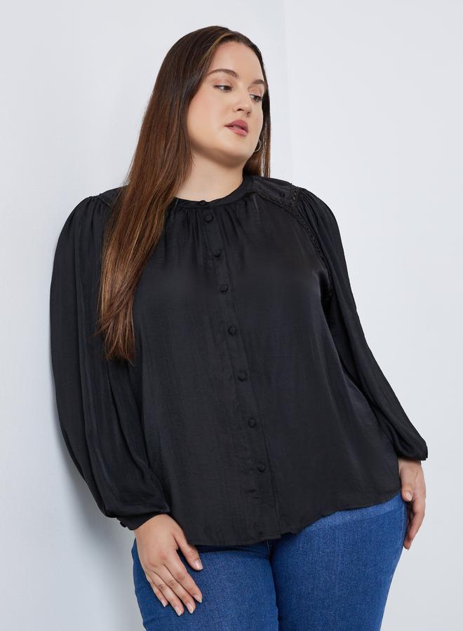 Styli Plus Size Black Long Sleeve Blouse - Image 3