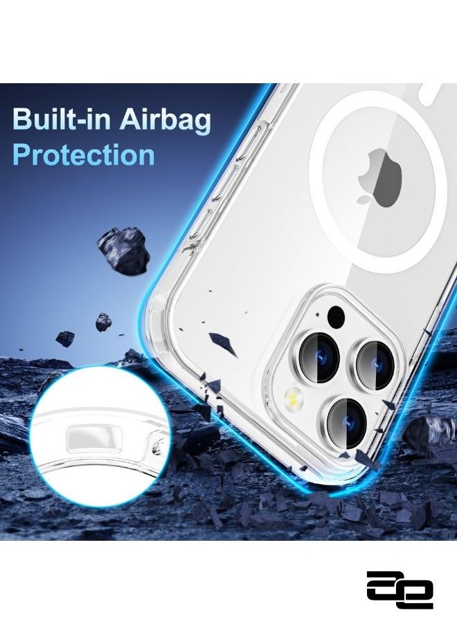 أودينتيا حافظة iPhone 16 Pro Mag الآمنة الشفافة N52 مغناطيس أقوى ضد الصدمات حماية من الدرجة العسكرية 】غطاء iPhone 16Pro مضاد للأصفر ومضاد للخدش، نحيف للغاية، غطاء مغناطيسي لهاتف 16 Pro شفاف - Image 3