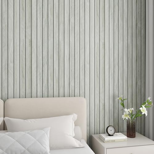 LaCheery 23.6"x157" 3D Faux Wood Wall Panels Peel and Stick Gray Fluted Wood Panel Wall Covering Panels Flexible Self Adhesive PVC Foam Wooden Panel Roll for Bathroom Kitchen Living Room Walls Decor - Image 4