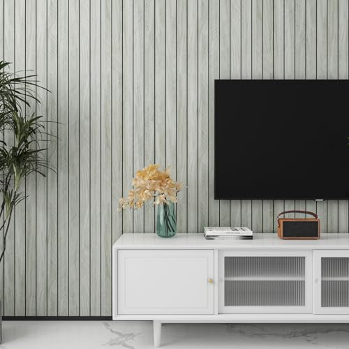 LaCheery 23.6"x157" 3D Faux Wood Wall Panels Peel and Stick Gray Fluted Wood Panel Wall Covering Panels Flexible Self Adhesive PVC Foam Wooden Panel Roll for Bathroom Kitchen Living Room Walls Decor - Image 3
