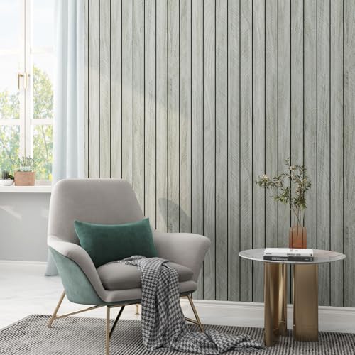 LaCheery 23.6"x157" 3D Faux Wood Wall Panels Peel and Stick Gray Fluted Wood Panel Wall Covering Panels Flexible Self Adhesive PVC Foam Wooden Panel Roll for Bathroom Kitchen Living Room Walls Decor - Image 2