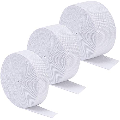 Sunmns 3 Rolls Sewing Stretch Elastic Band Spool, 3/5, 1, 1-1/2 Inch in Width, 5.5 Yards/Roll (White) - Image 1