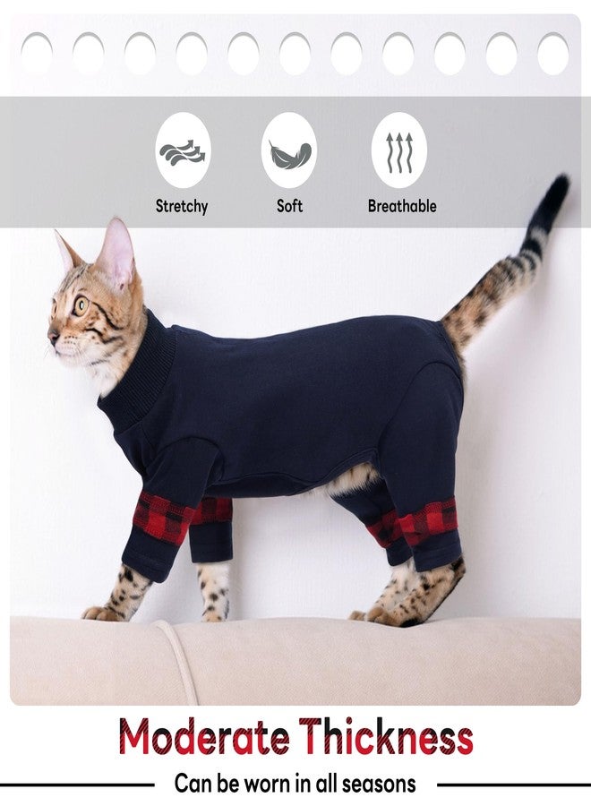 بوماي بوريتي بيجاما قطط مريحة من بوميبوريتي، قميص قطط متعدد الاستخدامات للارتداء طوال اليوم، سترة ناعمة مطاطية مع أزرار خلفية لسهولة الارتداء، بدلة تعافي جيدة التهوية للتعافي بعد العمليات الجراحية، مقاس كبير، أزرق - Image 4