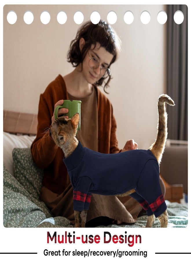 بوماي بوريتي بيجاما قطط مريحة من بوميبوريتي، قميص قطط متعدد الاستخدامات للارتداء طوال اليوم، سترة ناعمة مطاطية مع أزرار خلفية لسهولة الارتداء، بدلة تعافي جيدة التهوية للتعافي بعد العمليات الجراحية، مقاس كبير، أزرق - Image 5