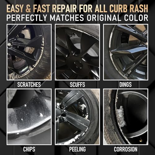 SMAPHY Wheel Scratch Repair Kit, Gloss Black Rim Touch Up Paint, Repair Curb Rash, Scratches, and Scuffs Quickly and Easily, Universal Color Black Wheel Paint - Image 2