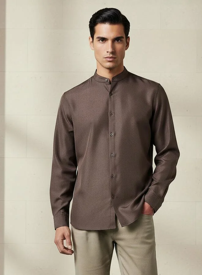 سبلاش فيڤ Men Regular Fit Mandarin Collar Long Sleeve Shirt
