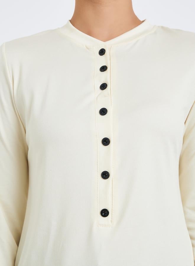 Styli Women Button-Front Long Sleeve T-Shirt - Image 4