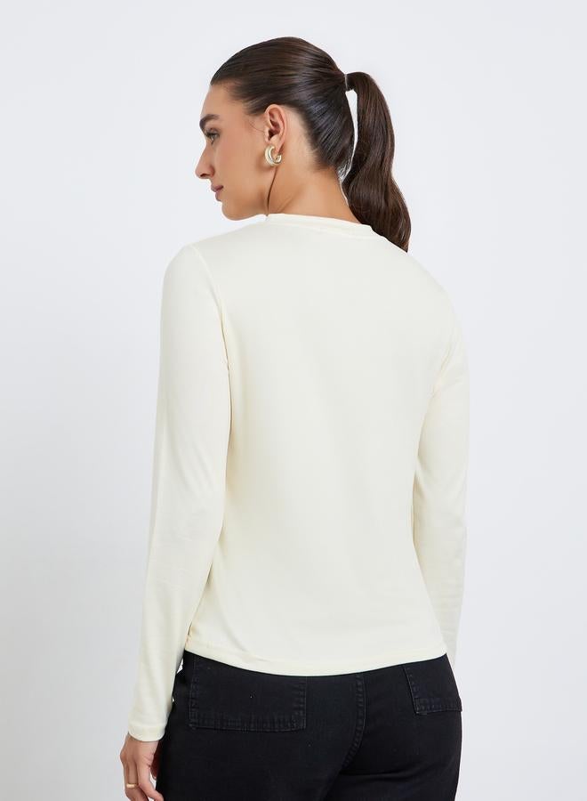 Styli Women Button-Front Long Sleeve T-Shirt - Image 5