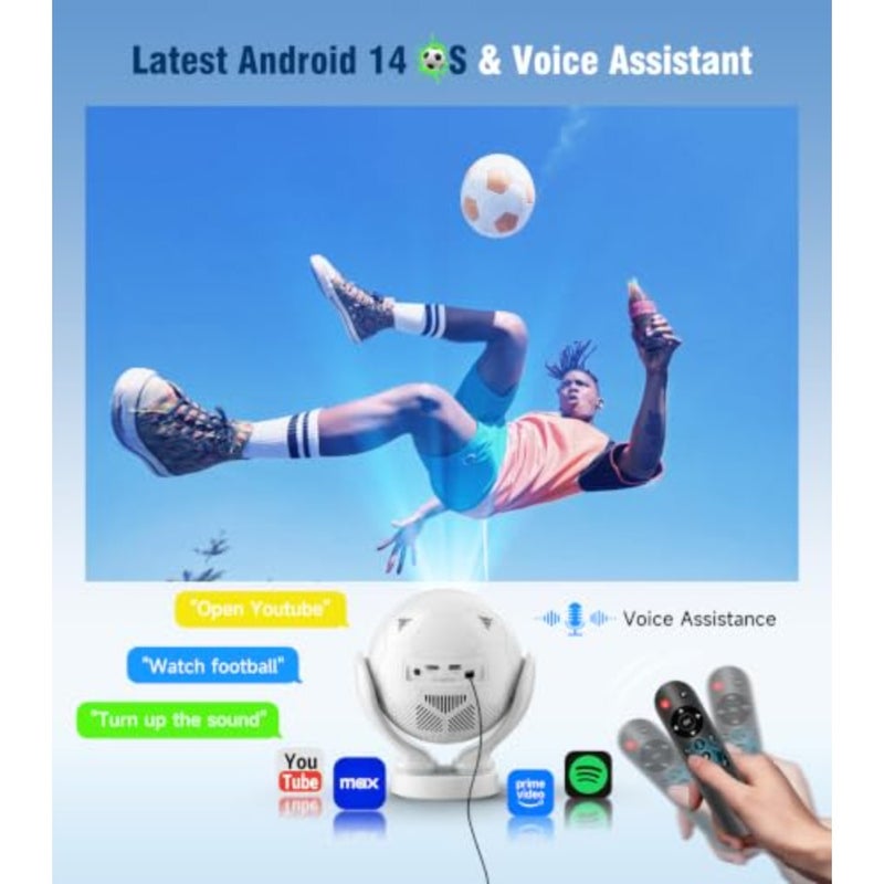 استخدام فيديو المسرح المنزلي: بلاستيك ABS، أسود، دقة أصلية 1080 بكسل مع Wi-Fi6، بلوتوث 5.4، دعم 4K، Android 14، تركيز كهربائي، تصحيح انحراف تلقائي، مكبر صوت 5 وات - Image 4
