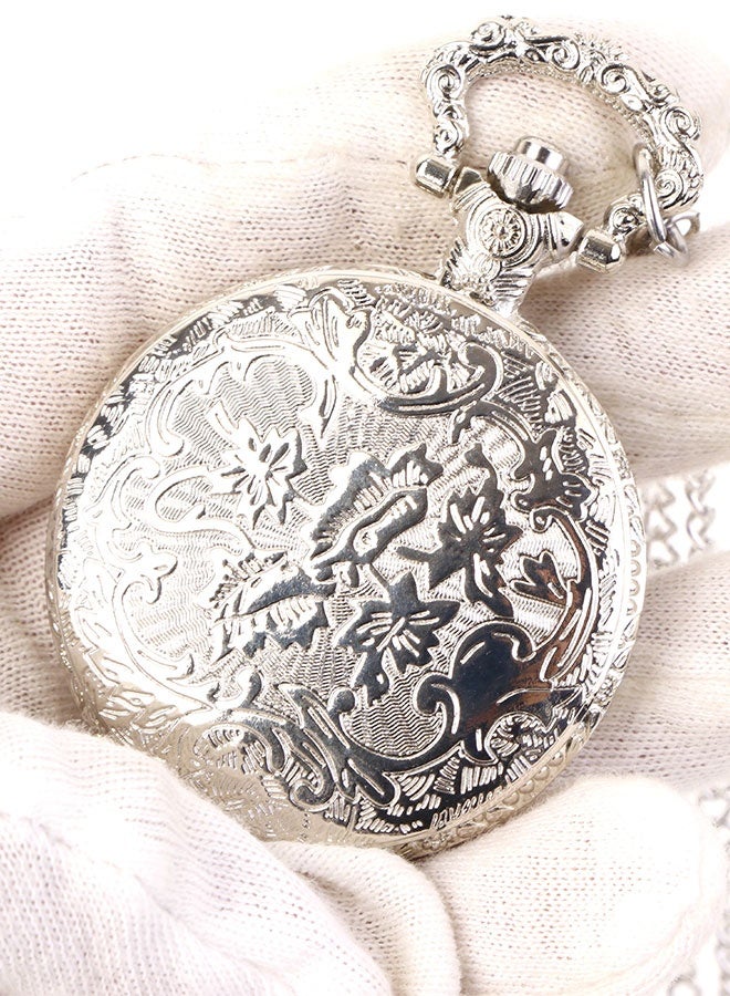 Vintage pocket watch with elegant silver engravings for men and women – classic luxury design - Image 2