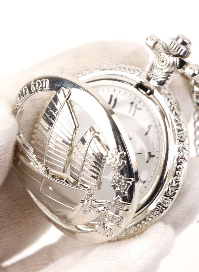 Vintage pocket watch with elegant silver engravings for men and women – classic luxury design - Image 3
